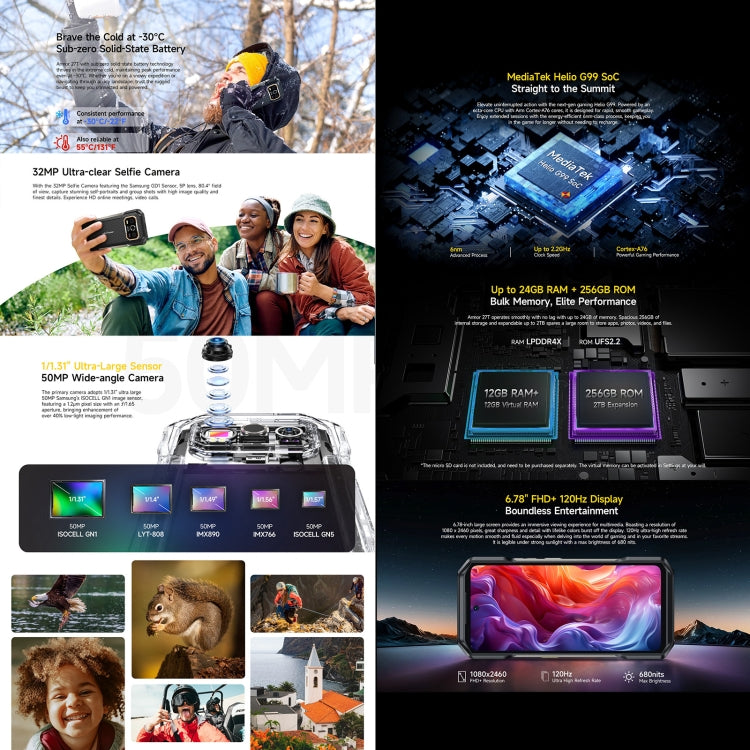 Ulefone Armor 27T Rugged Phone, 12GB+256GB, Thermal Imager, Night Vision, 10600mAh, 6.78 inch Android 14 MediaTek Helio G99 Octa Core, Network: 4G, NFC, OTG Ulefone Armor 27T Rugged Phone, 12GB+256GB, Thermal Imager, Night Vision, 10600mAh, 6.78 inch Android 14 MediaTek Helio G99 Octa Core, Network: 4G, NFC, OTG